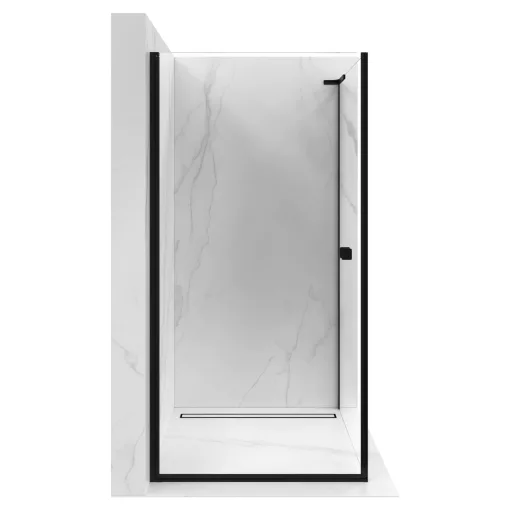 HD Nero "L" Black 70x110 aszimmetrikus szögletes nyílóajtós zuhanykabin 6 mm vastag vízlepergető biztonsági üveggel, fekete elemekkel, 195 cm magas