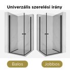 HD Nero Duo Black 100x100 szögletes nyílóajtós zuhanykabin 6 mm vastag vízlepergető biztonsági üveggel, fekete elemekkel, 195 cm magas
