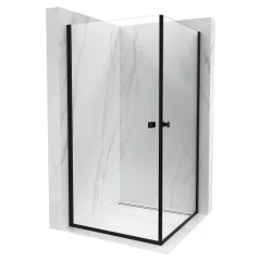   HD Nero Duo Black szögletes nyílóajtós zuhanykabin 6 mm vastag vízlepergető biztonsági üveggel, fekete elemekkel, 195 cm magas