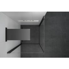 HD Nero Duo Black aszimmetrikus szögletes nyílóajtós zuhanykabin 6 mm vastag vízlepergető biztonsági üveggel, fekete elemekkel, 195 cm magas