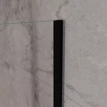 HD Nero Duo Black aszimmetrikus szögletes nyílóajtós zuhanykabin 6 mm vastag vízlepergető biztonsági üveggel, fekete elemekkel, 195 cm magas