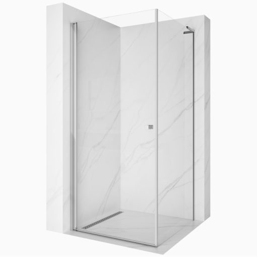 HD Nero "L" 100x110 aszimmetrikus szögletes nyílóajtós zuhanykabin 6 mm vastag vízlepergető biztonsági üveggel, krómozott elemekkel, 195 cm magas