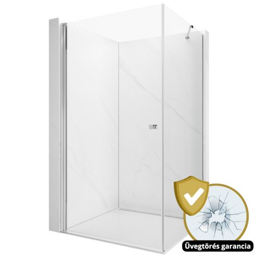 HD Nero "S" szögletes nyílóajtós zuhanykabin 6 mm vastag vízlepergető biztonsági üveggel, krómozott elemekkel, 195 cm magas