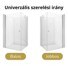 HD Nero "S" szögletes nyílóajtós zuhanykabin 6 mm vastag vízlepergető biztonsági üveggel, krómozott elemekkel, 195 cm magas
