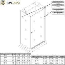 HD Nero "S" szögletes nyílóajtós zuhanykabin 6 mm vastag vízlepergető biztonsági üveggel, krómozott elemekkel, 195 cm magas