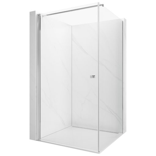 HD Nero "F" szögletes nyílóajtós zuhanykabin 6 mm vastag vízlepergető biztonsági üveggel, krómozott elemekkel, 195 cm magas