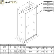 HD Nero "F" szögletes nyílóajtós zuhanykabin 6 mm vastag vízlepergető biztonsági üveggel, krómozott elemekkel, 195 cm magas