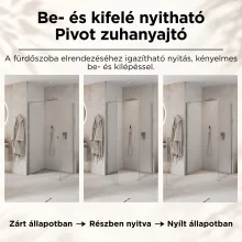 HD Nero "F" szögletes nyílóajtós zuhanykabin 6 mm vastag vízlepergető biztonsági üveggel, krómozott elemekkel, 195 cm magas