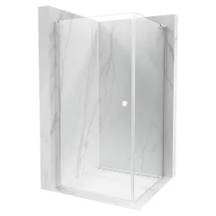   HD Nero "L" szögletes nyílóajtós zuhanykabin 6 mm vastag vízlepergető biztonsági üveggel, krómozott elemekkel, 195 cm magas