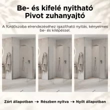 HD Nero "L" szögletes nyílóajtós zuhanykabin 6 mm vastag vízlepergető biztonsági üveggel, krómozott elemekkel, 195 cm magas