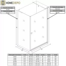 HD Nero "L" szögletes nyílóajtós zuhanykabin 6 mm vastag vízlepergető biztonsági üveggel, krómozott elemekkel, 195 cm magas