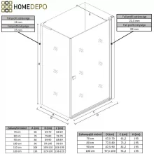 HD Nero "L" szögletes nyílóajtós zuhanykabin 6 mm vastag vízlepergető biztonsági üveggel, krómozott elemekkel, 195 cm magas