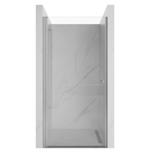 HD Nero 70/80/90/100 cm széles egyszárnyú nyíló króm zuhanyajtó 6 mm vastag vízlepergető biztonsági üveggel, krómozott elemekkel, 195 cm magas