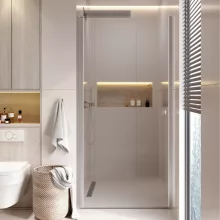 HD Nero 70/80/90/100 cm széles egyszárnyú nyíló króm zuhanyajtó 6 mm vastag vízlepergető biztonsági üveggel, krómozott elemekkel, 195 cm magas