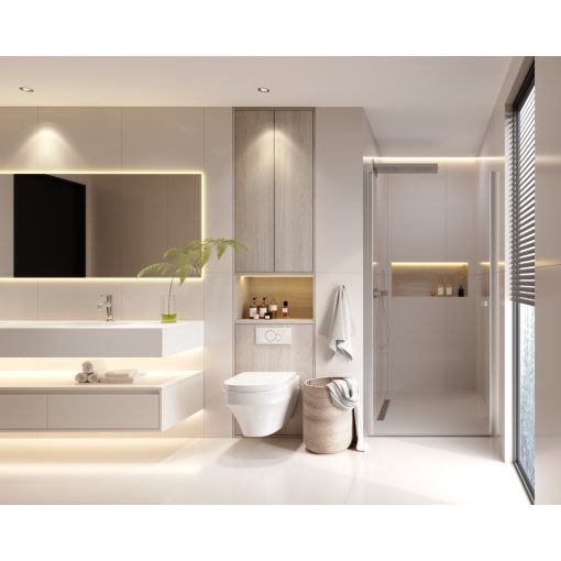 HD Nero 70/80/90/100 cm széles egyszárnyú nyíló króm zuhanyajtó 6 mm vastag vízlepergető biztonsági üveggel, krómozott elemekkel, 195 cm magas