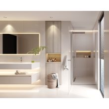 HD Nero 70/80/90/100 cm széles egyszárnyú nyíló króm zuhanyajtó 6 mm vastag vízlepergető biztonsági üveggel, krómozott elemekkel, 195 cm magas