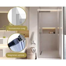 HD Nero 70/80/90/100 cm széles egyszárnyú nyíló króm zuhanyajtó 6 mm vastag vízlepergető biztonsági üveggel, krómozott elemekkel, 195 cm magas