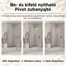 HD Nero "S" 70x100 aszimmetrikus szögletes nyílóajtós zuhanykabin 6 mm vastag vízlepergető biztonsági üveggel, krómozott elemekkel, 195 cm magas