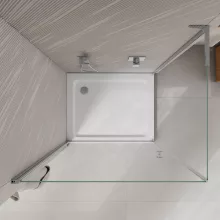 HD Nero "L" 70x110 aszimmetrikus szögletes nyílóajtós zuhanykabin 6 mm vastag vízlepergető biztonsági üveggel, krómozott elemekkel, 195 cm magas