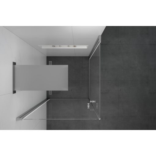 HD Nero Duo 100x70 aszimmetrikus szögletes nyílóajtós zuhanykabin 6 mm vastag vízlepergető biztonsági üveggel, krómozott elemekkel, 195 cm magas