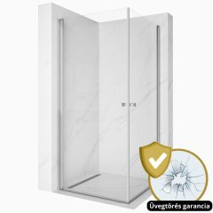   HD Nero Duo aszimmetrikus szögletes nyílóajtós zuhanykabin 6 mm vastag vízlepergető biztonsági üveggel, krómozott elemekkel, 195 cm magas
