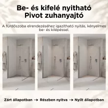 HD Nero Duo aszimmetrikus szögletes nyílóajtós zuhanykabin 6 mm vastag vízlepergető biztonsági üveggel, krómozott elemekkel, 195 cm magas