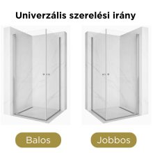 HD Nero Duo aszimmetrikus szögletes nyílóajtós zuhanykabin 6 mm vastag vízlepergető biztonsági üveggel, krómozott elemekkel, 195 cm magas