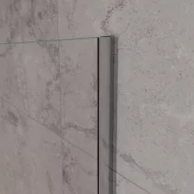 HD Nero Duo aszimmetrikus szögletes nyílóajtós zuhanykabin 6 mm vastag vízlepergető biztonsági üveggel, krómozott elemekkel, 195 cm magas