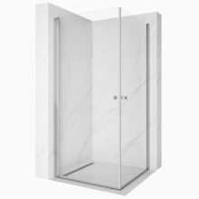 HD Nero Duo 80x70 aszimmetrikus szögletes nyílóajtós zuhanykabin 6 mm vastag vízlepergető biztonsági üveggel, krómozott elemekkel, 195 cm magas