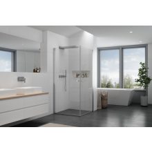 HD Nero Duo 80x70 aszimmetrikus szögletes nyílóajtós zuhanykabin 6 mm vastag vízlepergető biztonsági üveggel, krómozott elemekkel, 195 cm magas