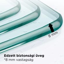 HD Neptun szögletes tolóajtós zuhanykabin 8 mm vastag vízlepergető biztonsági üveggel, krómozott elemekkel, 195 cm magas