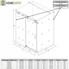 HD Neptun szögletes tolóajtós zuhanykabin 8 mm vastag vízlepergető biztonsági üveggel, krómozott elemekkel, 195 cm magas