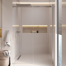 HD Neptun 120x195 cm, 120 cm széles toló zuhanyajtó 8 mm vastag vízlepergető biztonsági üveggel, krómozott elemekkel, 195 cm magas