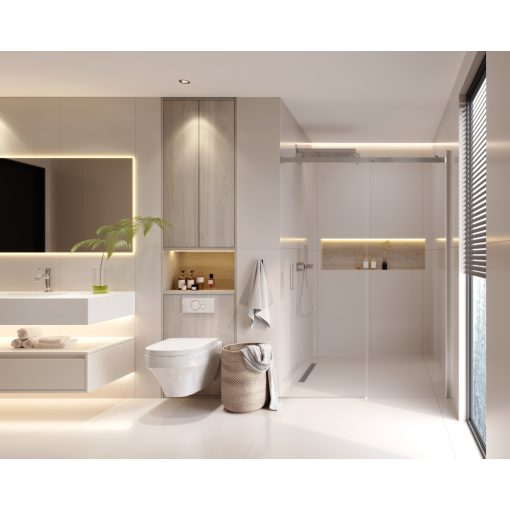 HD Neptun 120x195 cm, 120 cm széles toló zuhanyajtó 8 mm vastag vízlepergető biztonsági üveggel, krómozott elemekkel, 195 cm magas