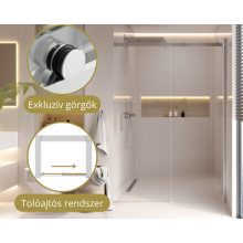 HD Neptun 120x195 cm, 120 cm széles toló zuhanyajtó 8 mm vastag vízlepergető biztonsági üveggel, krómozott elemekkel, 195 cm magas