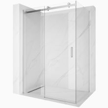 HD Neptun 130x100 aszimmetrikus szögletes tolóajtós zuhanykabin 8 mm vastag vízlepergető biztonsági üveggel, krómozott elemekkel, 195 cm magas