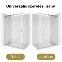 HD Neptun 150x80 aszimmetrikus szögletes tolóajtós zuhanykabin 8 mm vastag vízlepergető biztonsági üveggel, krómozott elemekkel, 195 cm magas