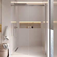 HD Neptun+ 100/110/120/130/140/150 cm széles toló zuhanyajtó 8 mm vastag vízlepergető biztonsági üveggel, krómozott elemekkel, 195 cm magas