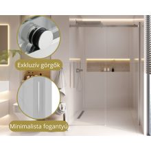 HD Neptun+ 100/110/120/130/140/150 cm széles toló zuhanyajtó 8 mm vastag vízlepergető biztonsági üveggel, krómozott elemekkel, 195 cm magas