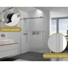 HD Neptun+ 110x100 aszimmetrikus szögletes tolóajtós zuhanykabin 8 mm vastag vízlepergető biztonsági üveggel, krómozott elemekkel, 195 cm magas