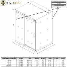 HD Neptun+ 110x100 aszimmetrikus szögletes tolóajtós zuhanykabin 8 mm vastag vízlepergető biztonsági üveggel, krómozott elemekkel, 195 cm magas