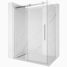 HD Neptun+ 120x80 aszimmetrikus szögletes tolóajtós zuhanykabin 8 mm vastag vízlepergető biztonsági üveggel, krómozott elemekkel, 195 cm magas