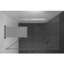 HD Neptun+ 130x90 aszimmetrikus szögletes tolóajtós zuhanykabin 8 mm vastag vízlepergető biztonsági üveggel, krómozott elemekkel, 195 cm magas