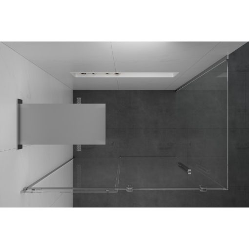 HD Neptun+ 130x90 aszimmetrikus szögletes tolóajtós zuhanykabin 8 mm vastag vízlepergető biztonsági üveggel, krómozott elemekkel, 195 cm magas