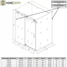 HD Neptun+ 130x90 aszimmetrikus szögletes tolóajtós zuhanykabin 8 mm vastag vízlepergető biztonsági üveggel, krómozott elemekkel, 195 cm magas