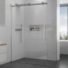 HD Neptun+ 140x100 aszimmetrikus szögletes tolóajtós zuhanykabin 8 mm vastag vízlepergető biztonsági üveggel, krómozott elemekkel, 195 cm magas