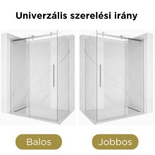 HD Neptun+ 150x70 aszimmetrikus szögletes tolóajtós zuhanykabin 8 mm vastag vízlepergető biztonsági üveggel, krómozott elemekkel, 195 cm magas