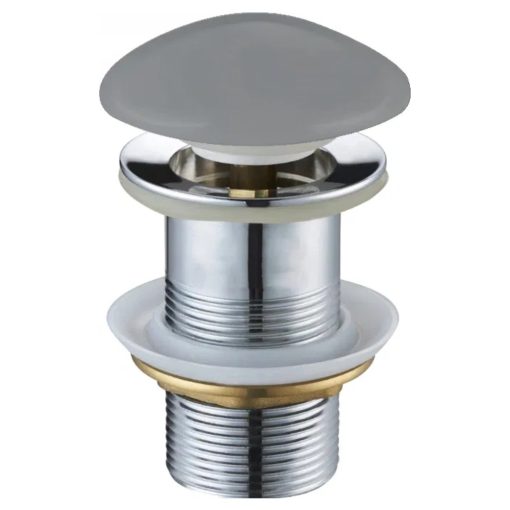 HD matt szürke kerámia click-clack leeresztő szelep, túlfolyó nélküli mosdóhoz