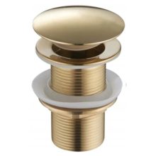 HD fényes arany click-clack leeresztő szelep, túlfolyó nélküli mosdóhoz