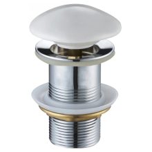 HD fényes fehér kerámia click-clack leeresztő szelep, túlfolyó nélküli mosdóhoz